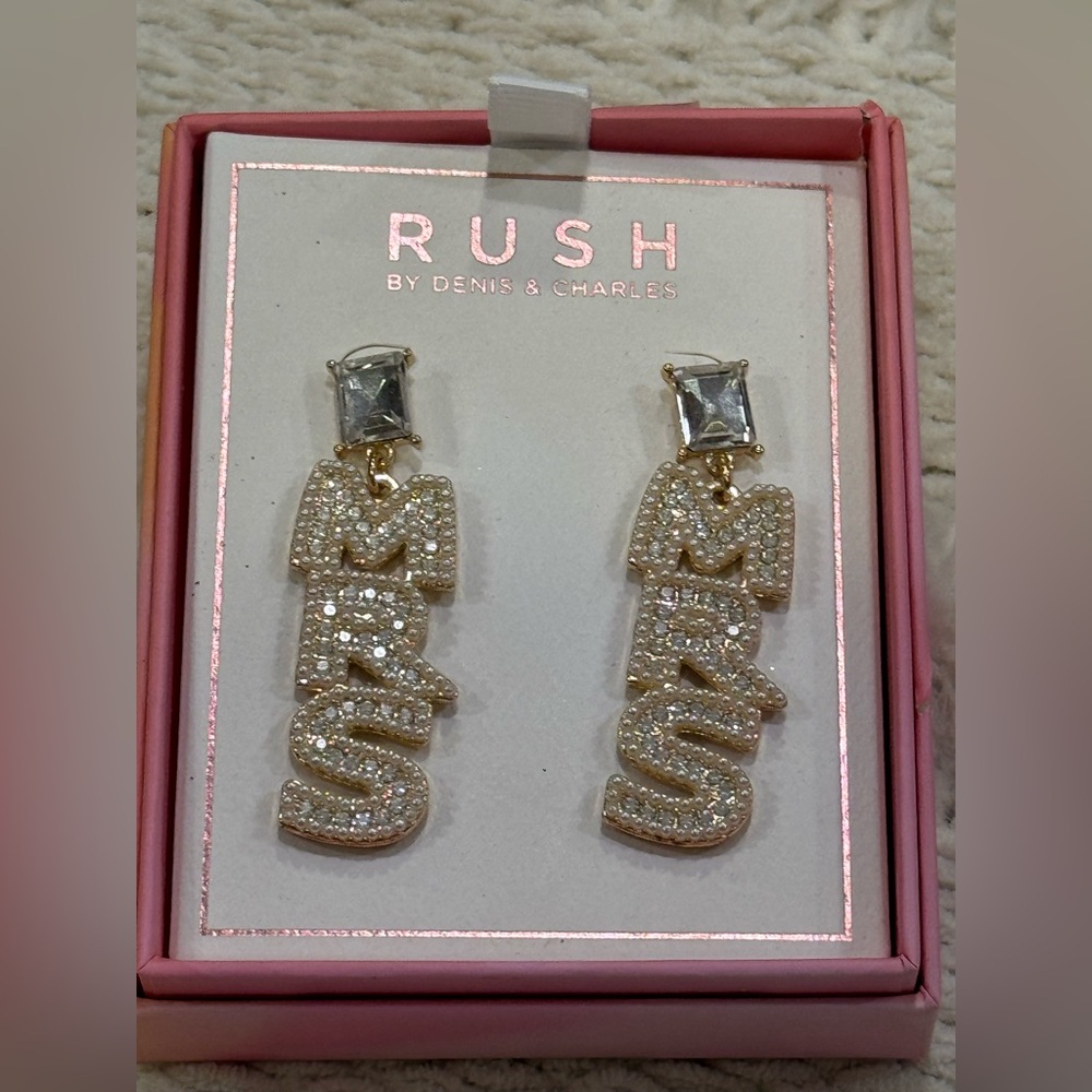 RUSH Gold-Tone Pavé 'RUSH' Drop Earrings